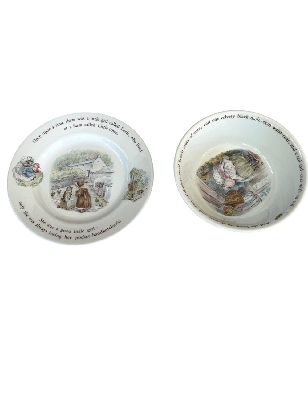 Vintage Wedgwood Beatrix Potter  Children's Plate & Bowl Set, like new!